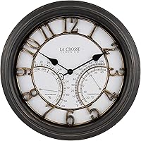 La Crosse Technology 404-4450 19.7-Inch Outdoor Courtyard Clock with Thermometer, Hygrometer, Weatherproof Silent Quartz Movement