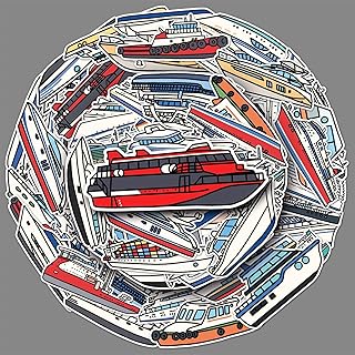 Cruise Ship Stickers 50pcs Cute Waterproof Boat Stickers for Water Bottle Laptop Skateboard Scrapbook Guitar Computer Motorcycle Car,Vinyl Trendy Transportation Ship Stickers for Teens Kids Adults