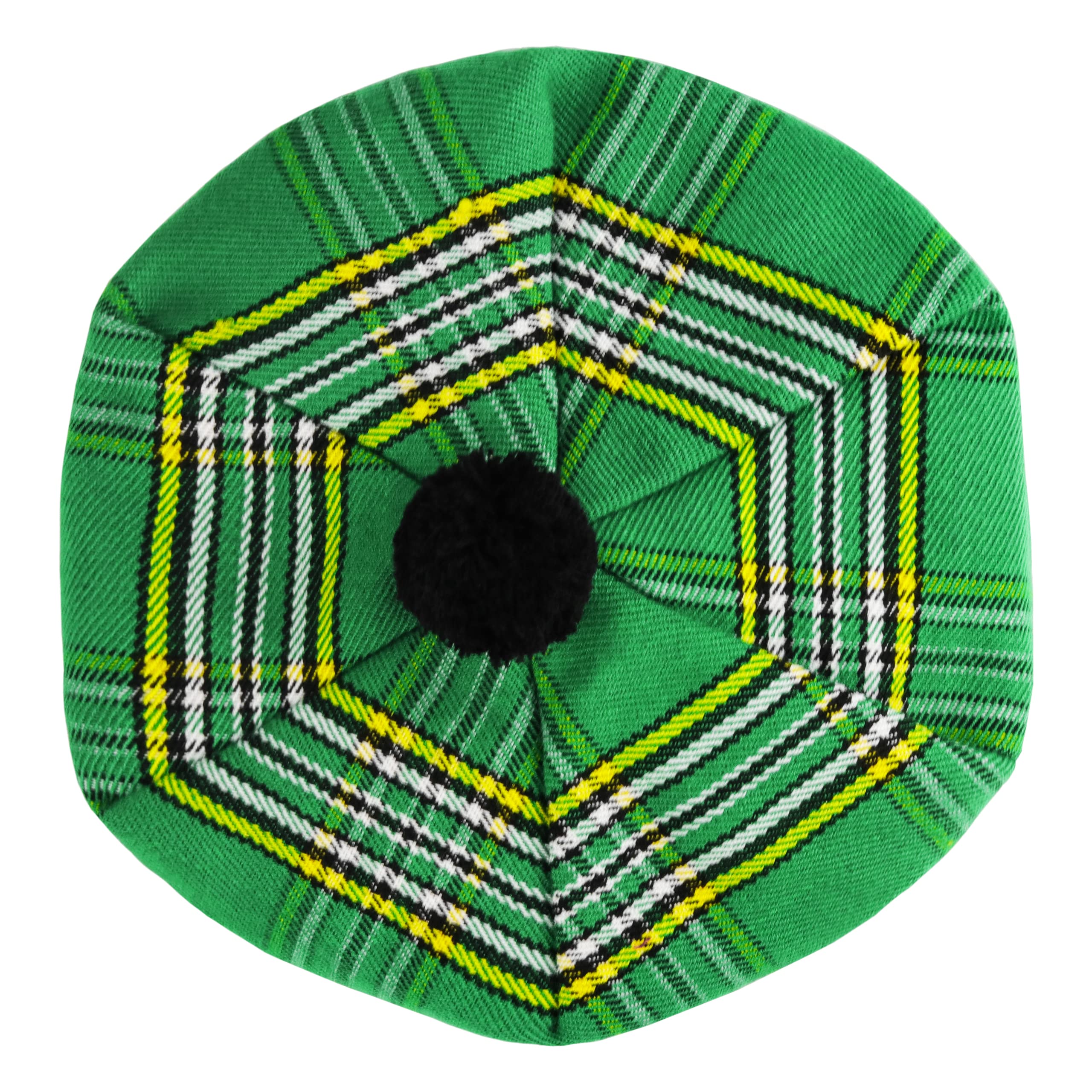 DSS KILTS Scottish Tam O' Shanter Acrylic Tartan Wool Tammy Hat-Kilt Accessory for Men, Irish National Green Tartan Tammy Hat, One Size