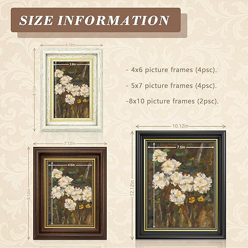 Miniatura 2 de Marcos de fotos vintage, paquete de 10 marcos de fotos de collage para galería de pared, juego de marcos de pared para colgar o exhibir mesa, marcos