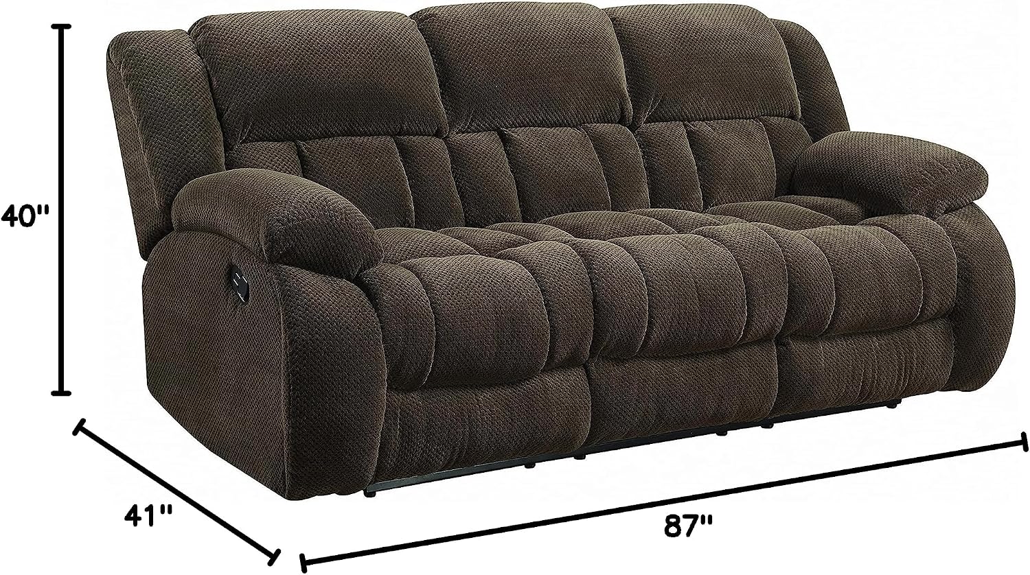 Coaster Furniture Weissman Pillow Padded Motion Sofa Chocolate 601924