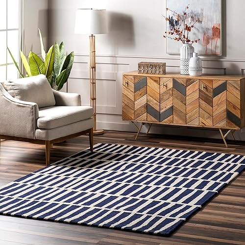 nuLOOM Alfombra copetuda a mano Lemuel, 8x10, azul marino