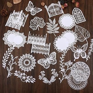 40 PCS White Hollow Lace Paper Scrapbook Embellishments, Cutout Lace Paper for Wedding Scrapbook, Journal Supplies, Card Making, Decoupage, DIY Crafts