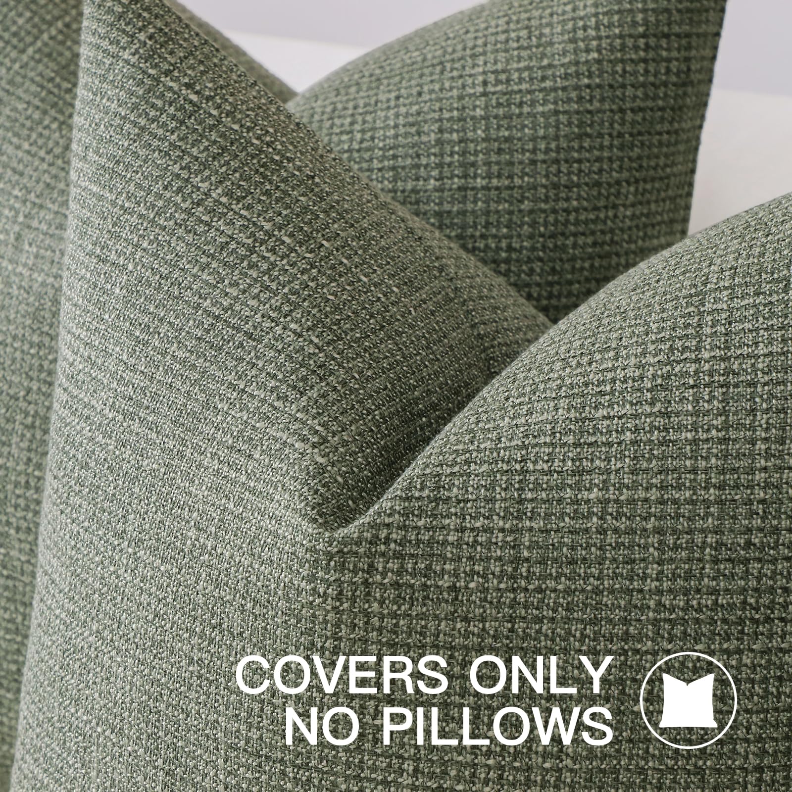 Artscope Linen Cushion Covers Set of 1 Decorative Square Pillowcase Pillow Cover 22x22 Inch for Home Decor Sofa Bedroom Car 55x55cm Gray Green - Image 2