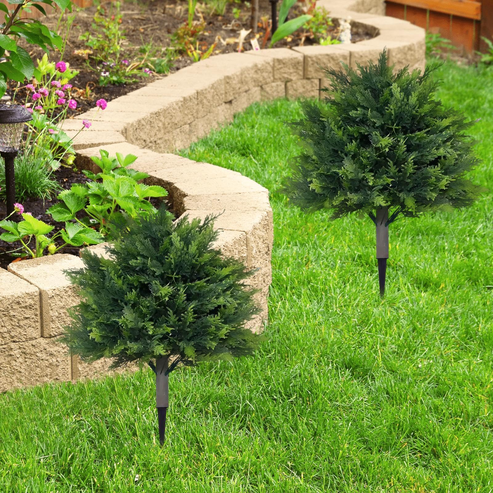 Alberi Topiari Artificiali per Esterno 60 cm Pianta Simulata con Picchetto
