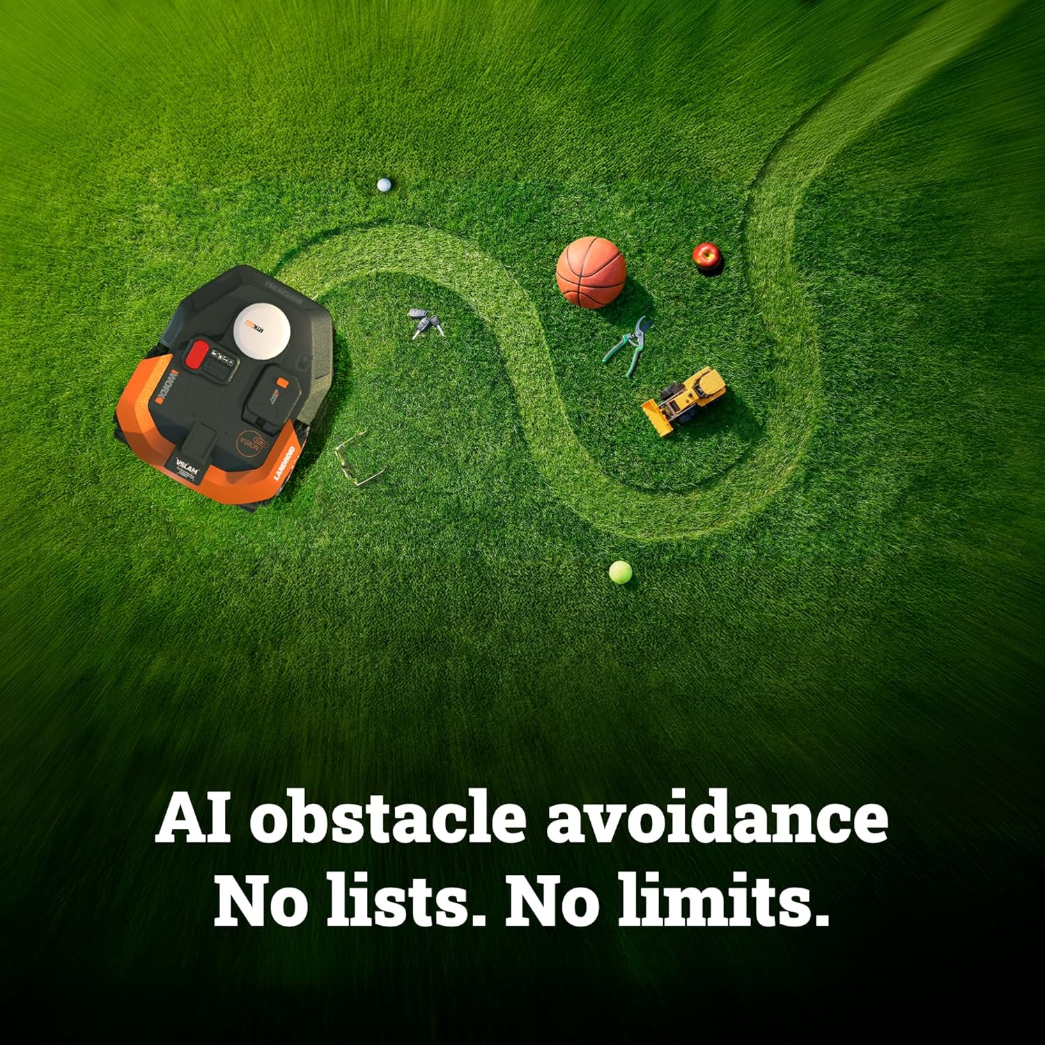 WORX Landroid Vision Cloud Robot Lawn Mower, No Perimeter Wire Robot Mower for 1/2 Acre, AI Obstacle Avoidance + RTK Cloud Navigation, 30% Slope, Auto Mapping, App Control, WR320