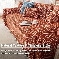 Vista 113 de VClife funda boho de sofá de felpilla para sofá seccional, funda antideslizante para sofá de 2 plazas, protector para mascotas con borlas, funda