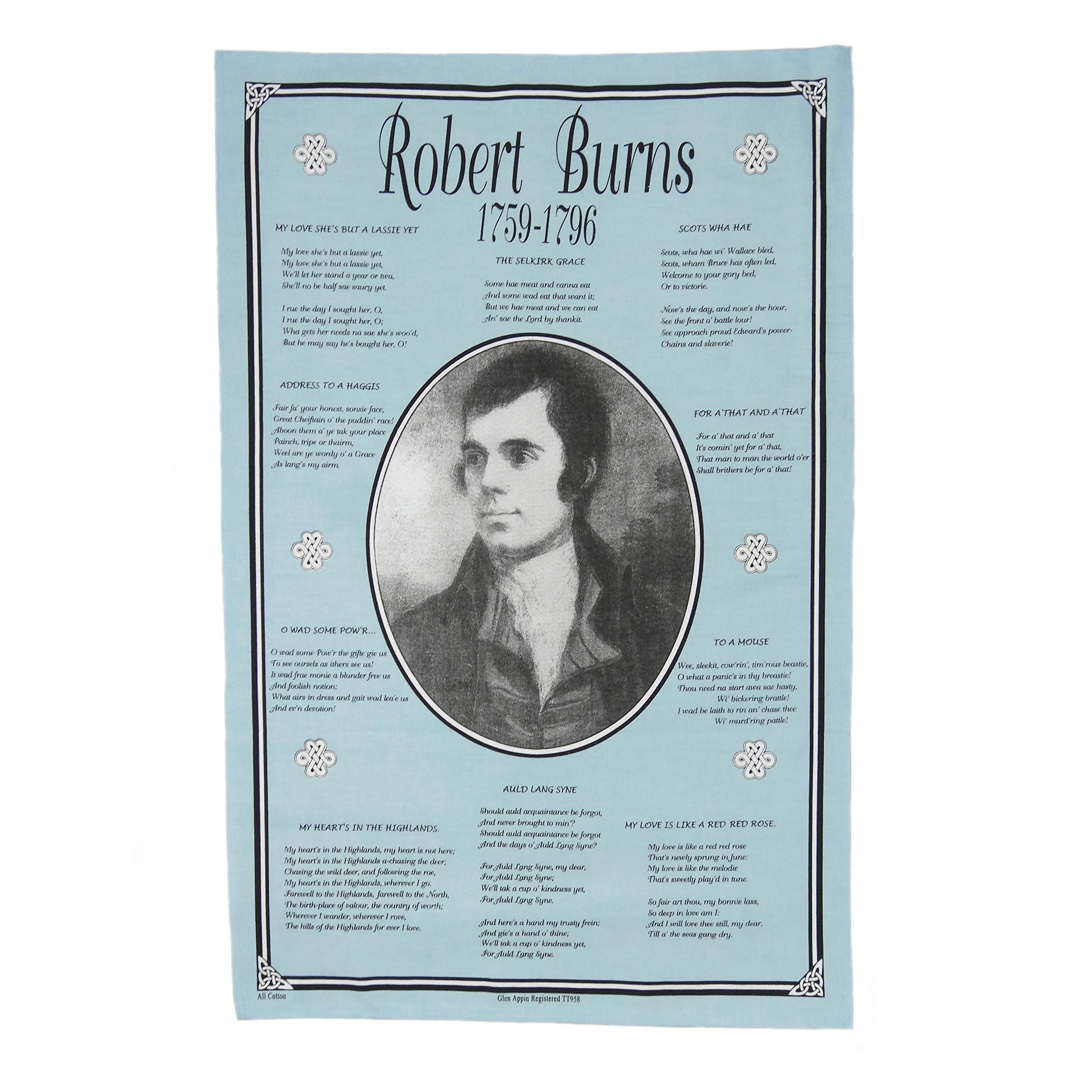 Highland Tweed 100% Cotton Scottish Robert Burns Poem Tea Towel TT0958