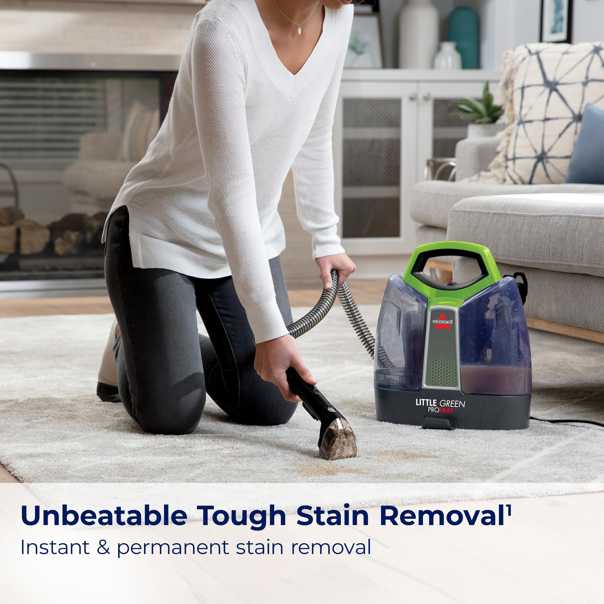 BISSELL Little Green Proheat Portable Deep Cleaner/Spot Cleaner and Car/Auto Detailer with self-Cleaning HydroRinse Tool for Carpet and Upholstery, 2513E