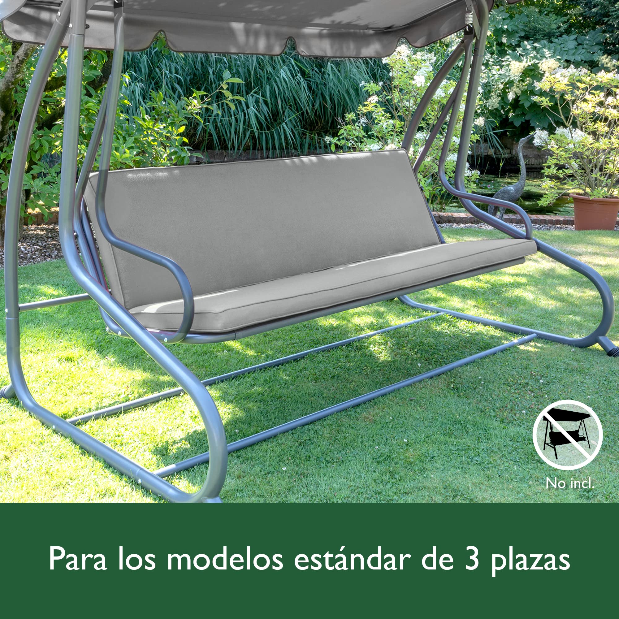 Beautissu Loft HS Set 2 Cojines colchoneta para Bancos Columpio Hollywood 180x50 Gris Claro Asiento y Respaldo 3 plazas
