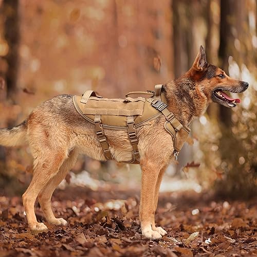 Miniatura 9 de PET ARTIST Arnés táctico para perro, para entrenamiento de senderismo, arnés de chaleco antitirones para perros medianos y grandes, con bolsas y