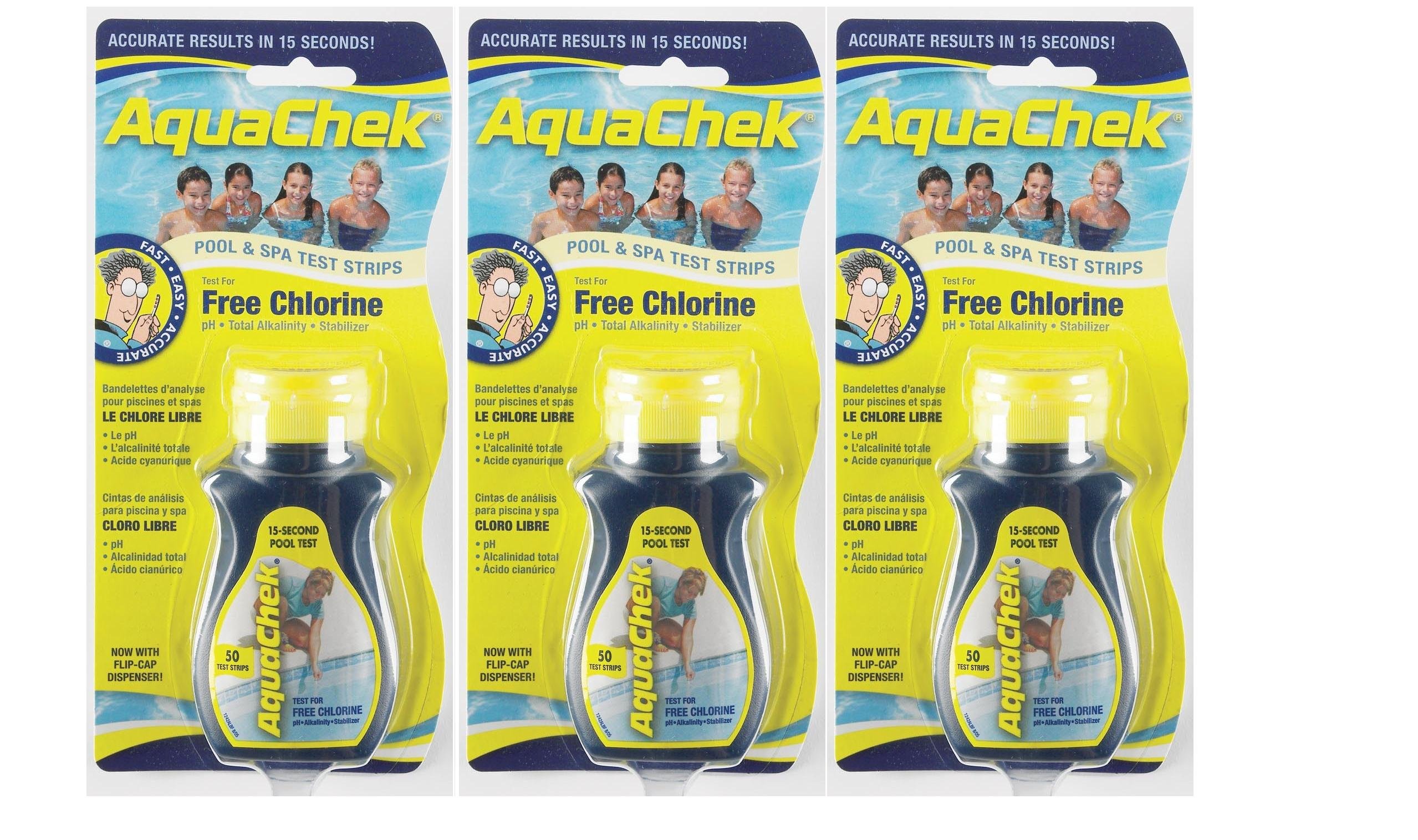 AquaChekTest Strips Multi pack 3x50 (150 strips) - Swimming Pool, Spa & Hot Tub Testing Strips - Chlorine