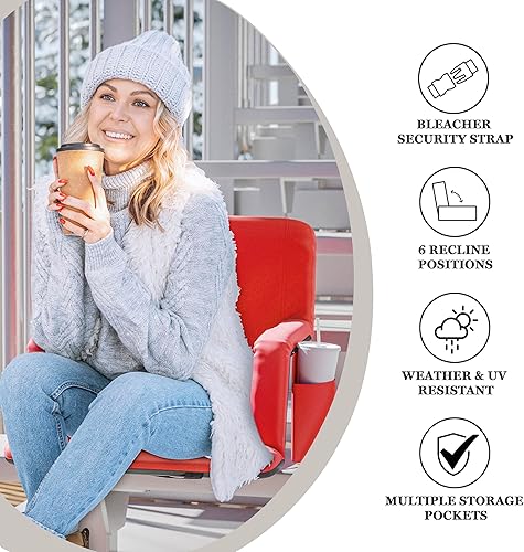Miniatura 5 de Flash Furniture Asiento para estadio de Malta con respaldo y asiento calefactados, 6 posiciones reclinables, silla portátil con correas de mochila