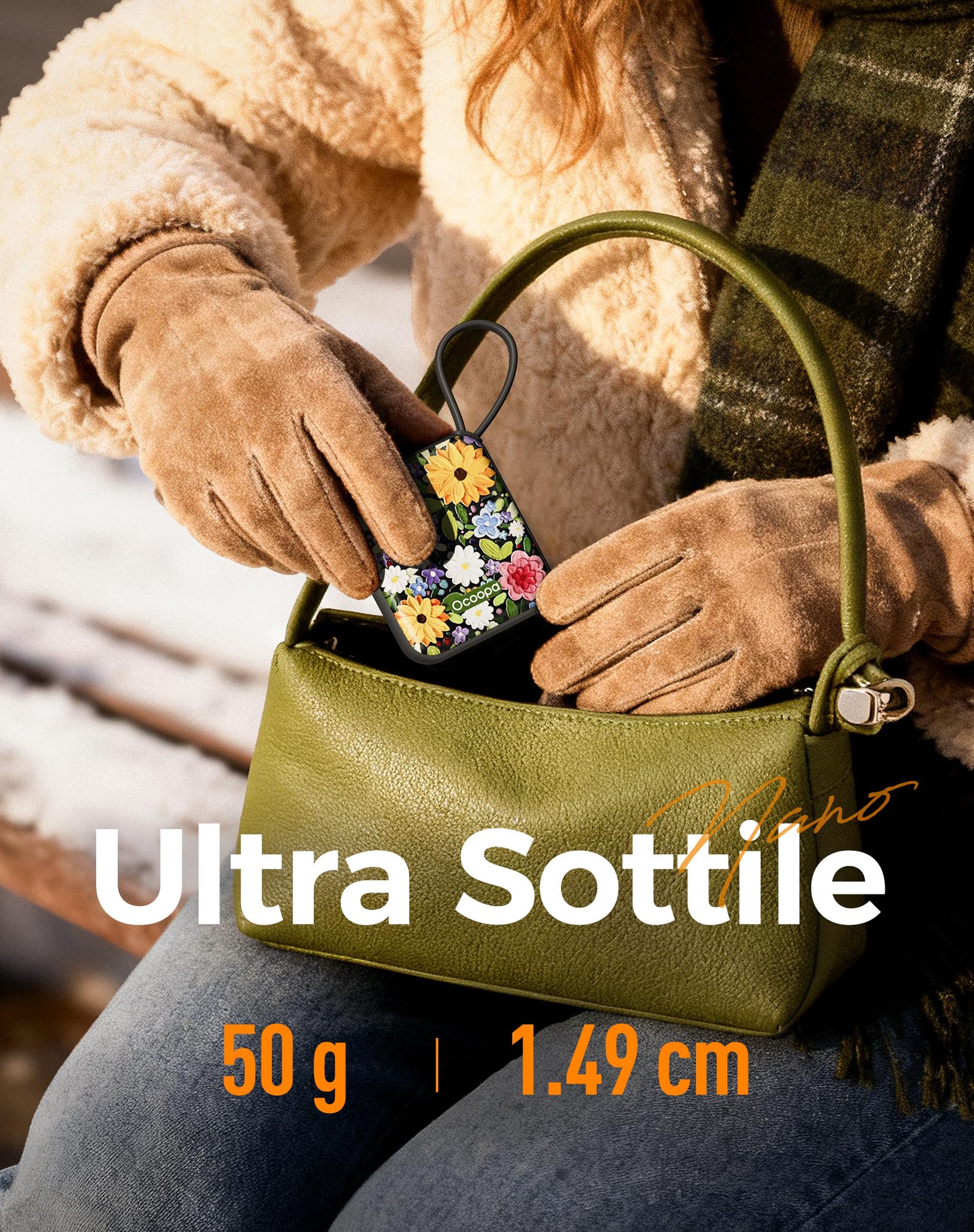 OCOOPA Scaldamani Elettrico 2 Pezzi, Portatile Scalda Mani USB Ricaricabile 4000mAh, 3 Livelli fino a 52°C, Utile Regalo di Natale, Ideale per Sci Invernale, Viaggi e Attività all’Aria Aperta,UT5 Nano