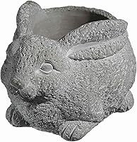 Classic Home & Garden Rabbit Cement Succulent Planter - UV Coated Small Animal Pot with Drain Plug for Indoor/Outdoor Use