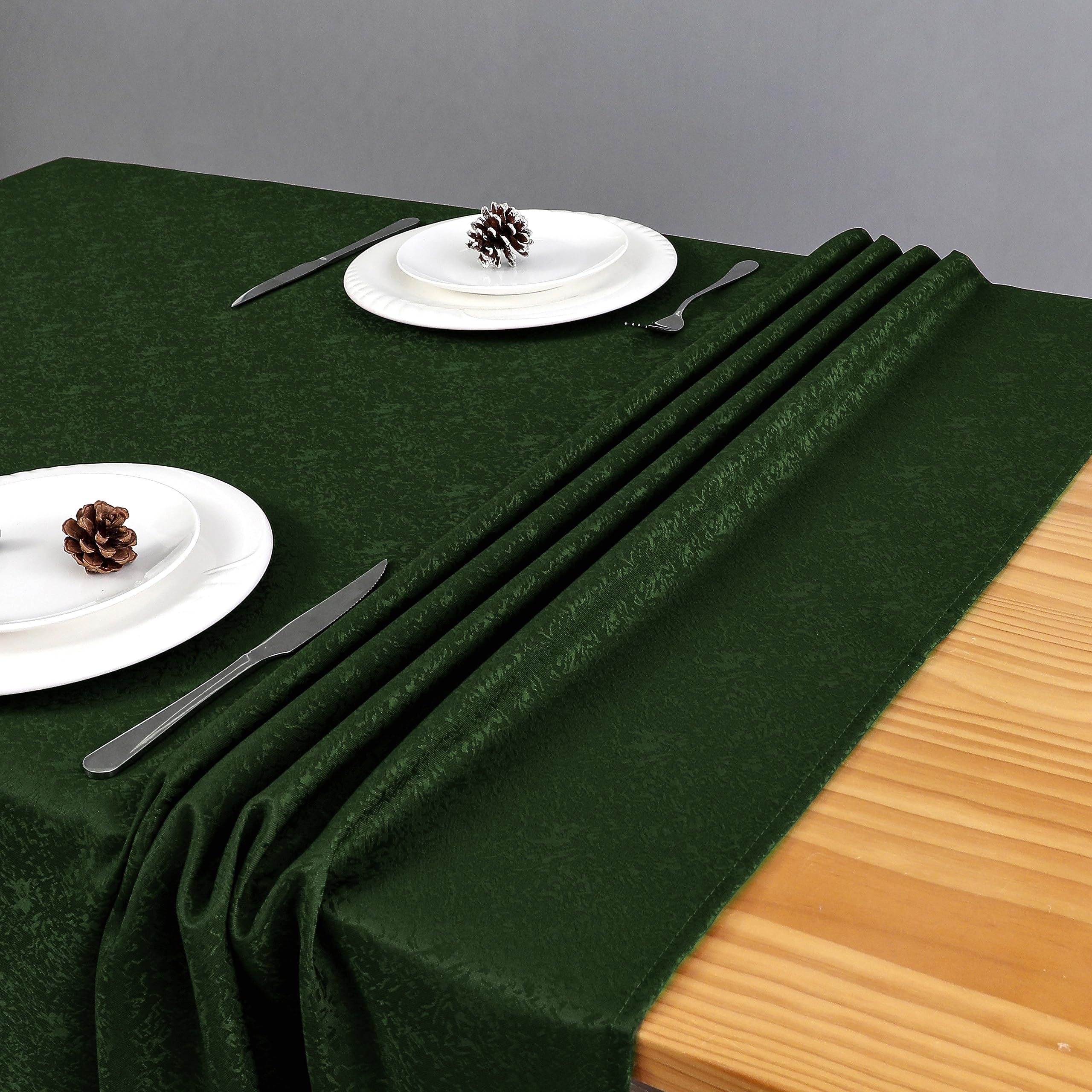 Mantel rectangular de jacquard verde cazador, 54 x 104 pulgadas, resistente al agua y sin arrugas, para exteriores, interiores, fiestas, bodas, comedor