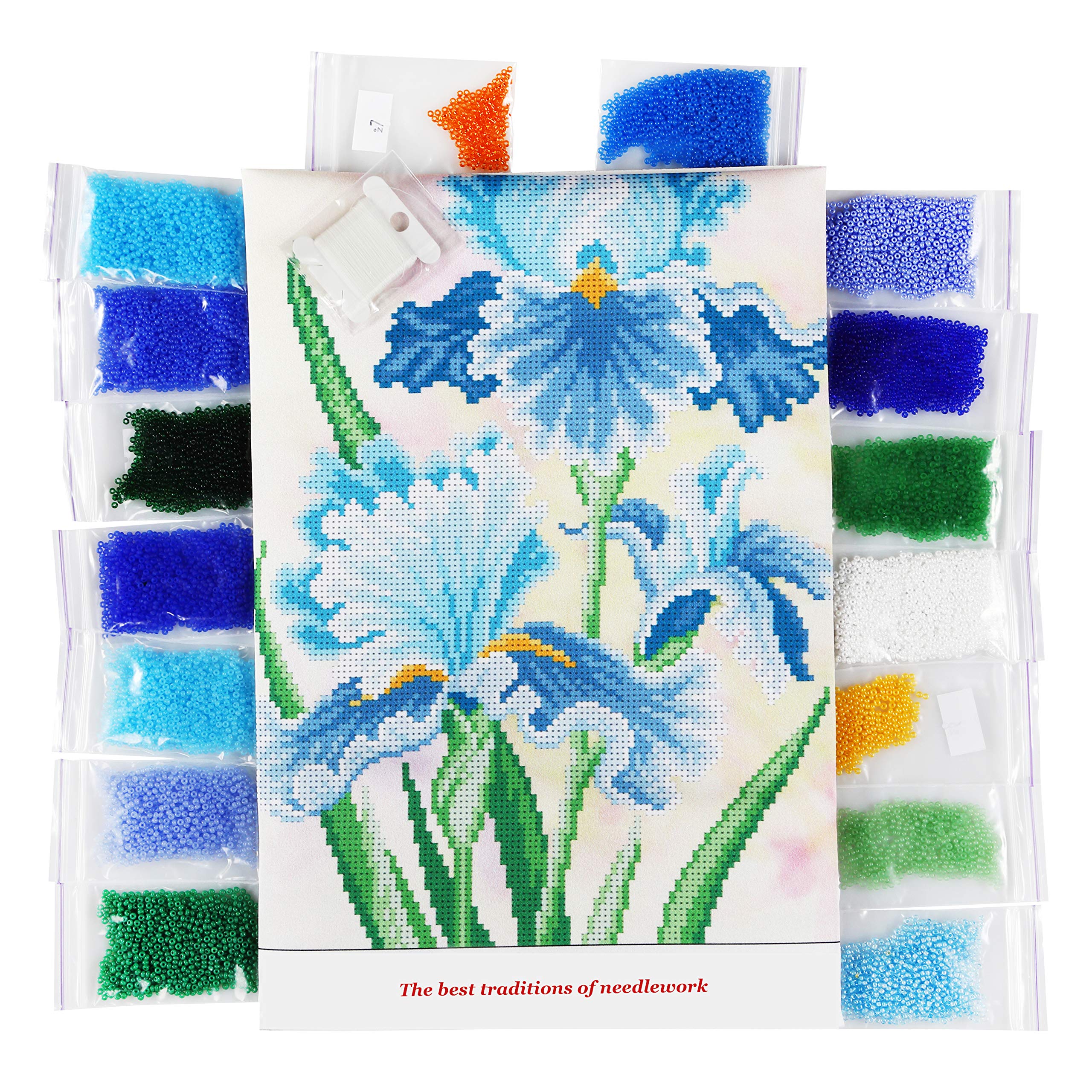 VDV Perlenstickerei-Set „Krokusse“ – 20 X 20 Cm, Komplett Mit Stoff, Perlen, Nadel Und Anleitung
