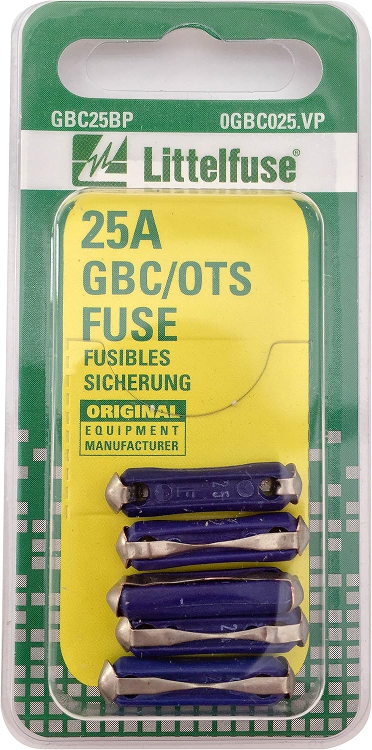Littelfuse 0GBC025.VP GBC Ceramic 32 Volt 25 Amp Carded Fuse, (Pack of 5)