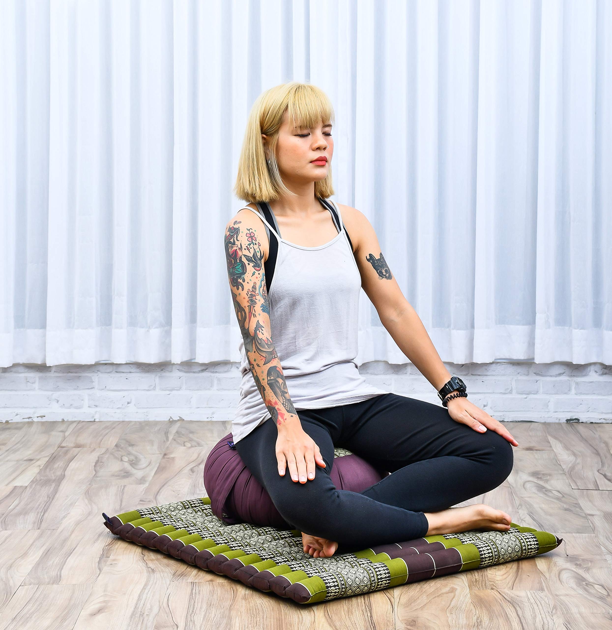 Leewadee Set Méditation Zafu & Zabuton - Coussin Méditation Kapok Yoga Zen Zazen