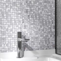 Azulejos Adhesivos 3D Cocina BeNice Pegatinas De Azulejos De Metal Para Cocina, Autoadhesivas, Mosaicos De Pared, Azulejos De BañO, Pelar Y Pegar, 26.5 X 26.5cm, 5piezas Plata