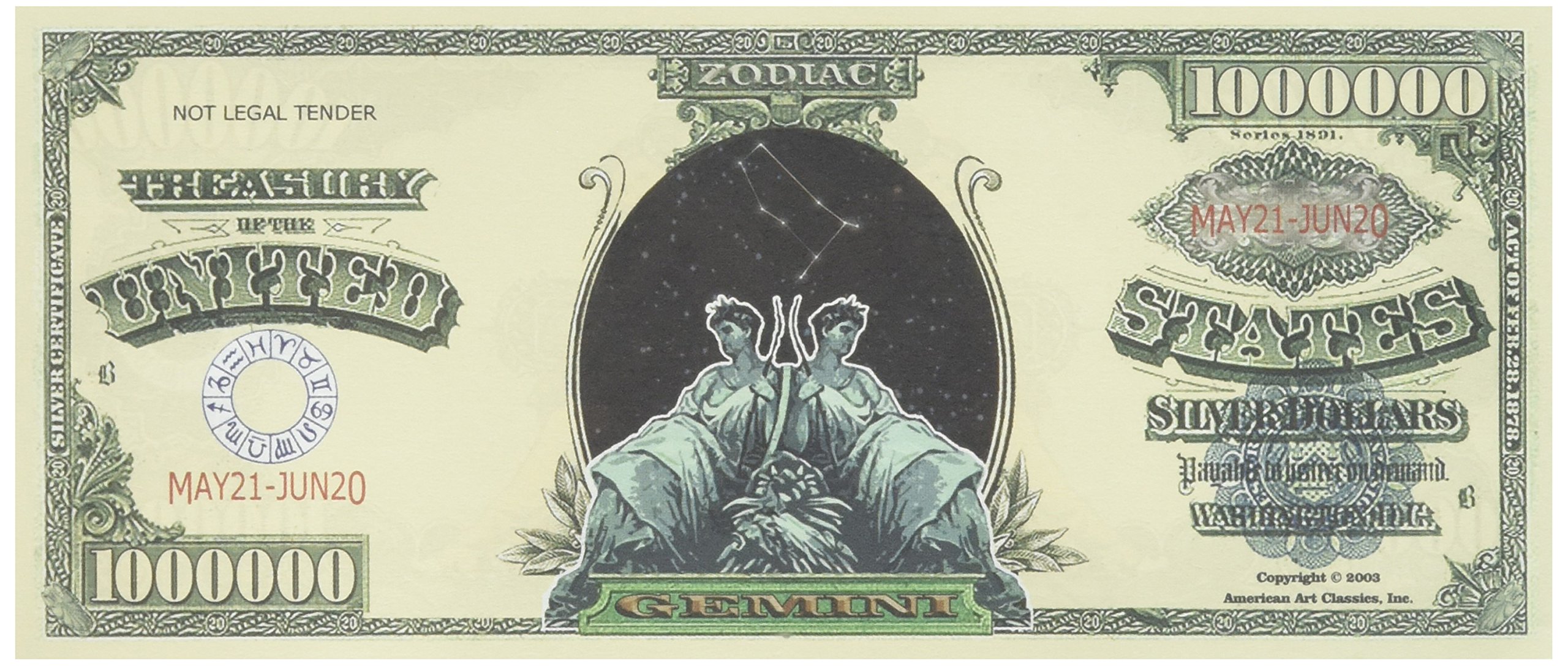 American Art Classics Zestaw 100 – zodiak bliźnięta milion dolarów banknot