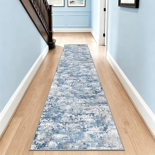 TTelephant Modern Hallway Runner Rug 2x8 Ocean Blue