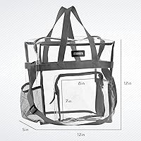 Vista 3 de Bolsa de Mano Transparente Masirs Aprobada para Estadios - Bolsillos de Malla, Correas de Hombro, Cremallera en la Parte Superior, Perfecta