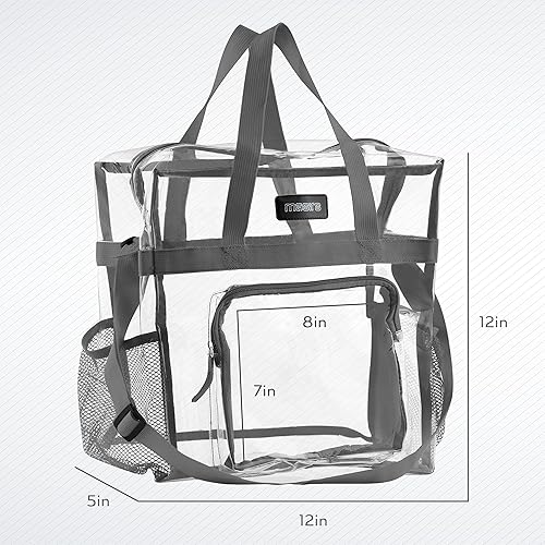 Miniatura 2 de Bolsa transparente aprobada por el estadio bolsillos de malla, correas de hombro, parte superior con cremallera. Perfecta para el trabajo, la