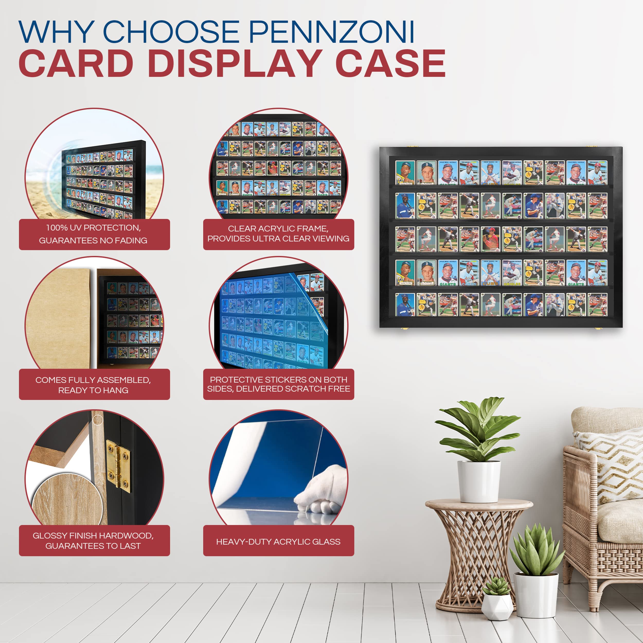 Pennzoni Display 50 Baseball Card Displays Case Will Hold 50 Ungraded Baseball Cards P306B