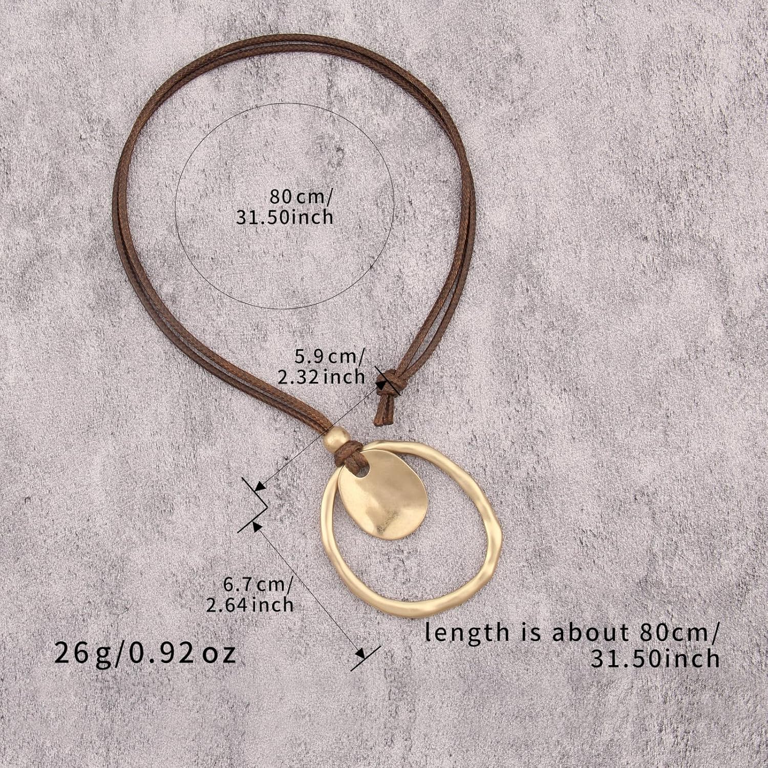 JAOYU Boho Necklace for Women Large Pendant Necklace Boho Long Choker Leather Gold Necklace Vintage Earthy Jewelry Trendy - Image 6