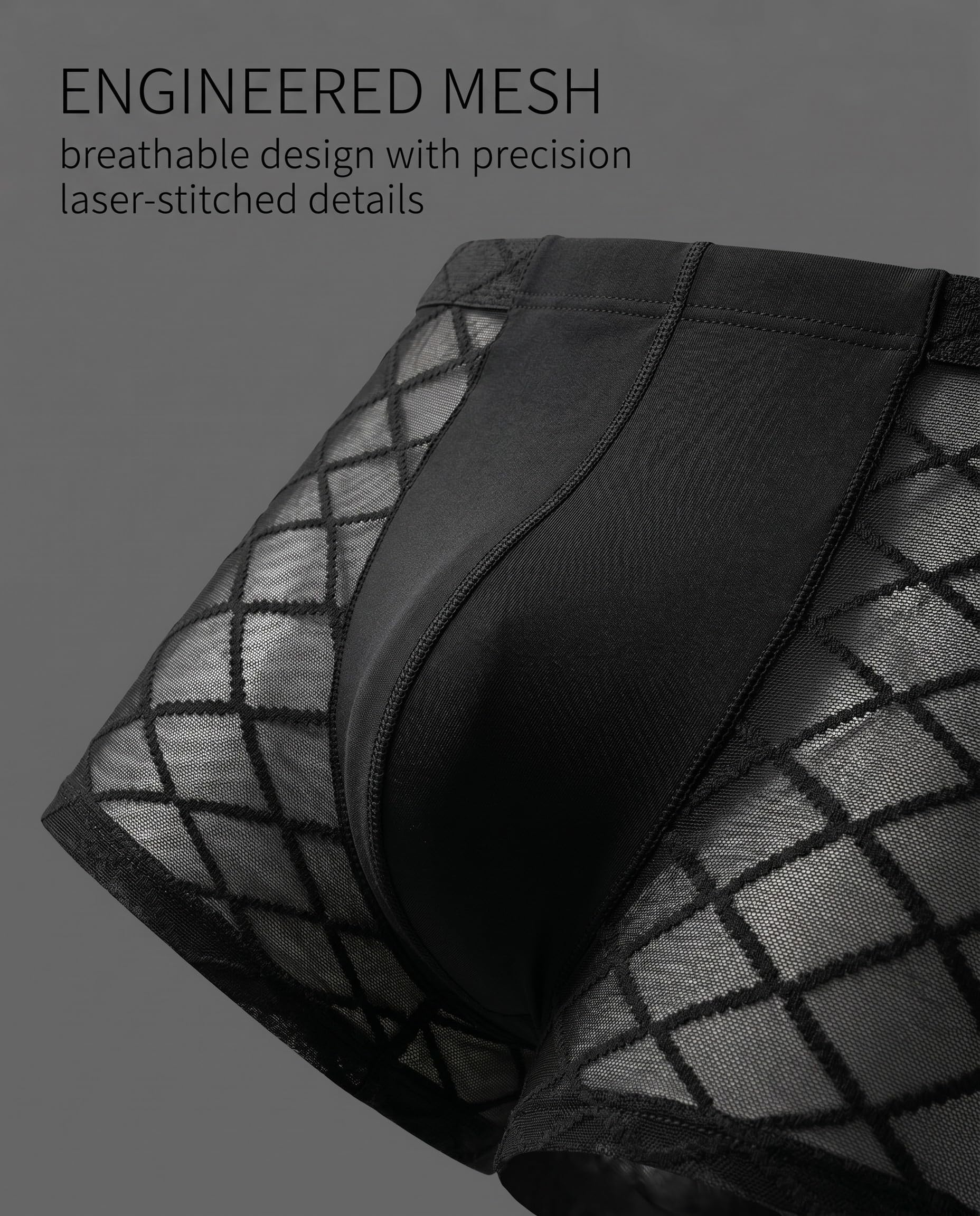 Boxer Intimo Uomo sexy hot in Rete Mutande Trasparenti con Cintura Elastica, biancheria intima, Traspiranti e Morbidi Perizoma Seducente Corte Hipster