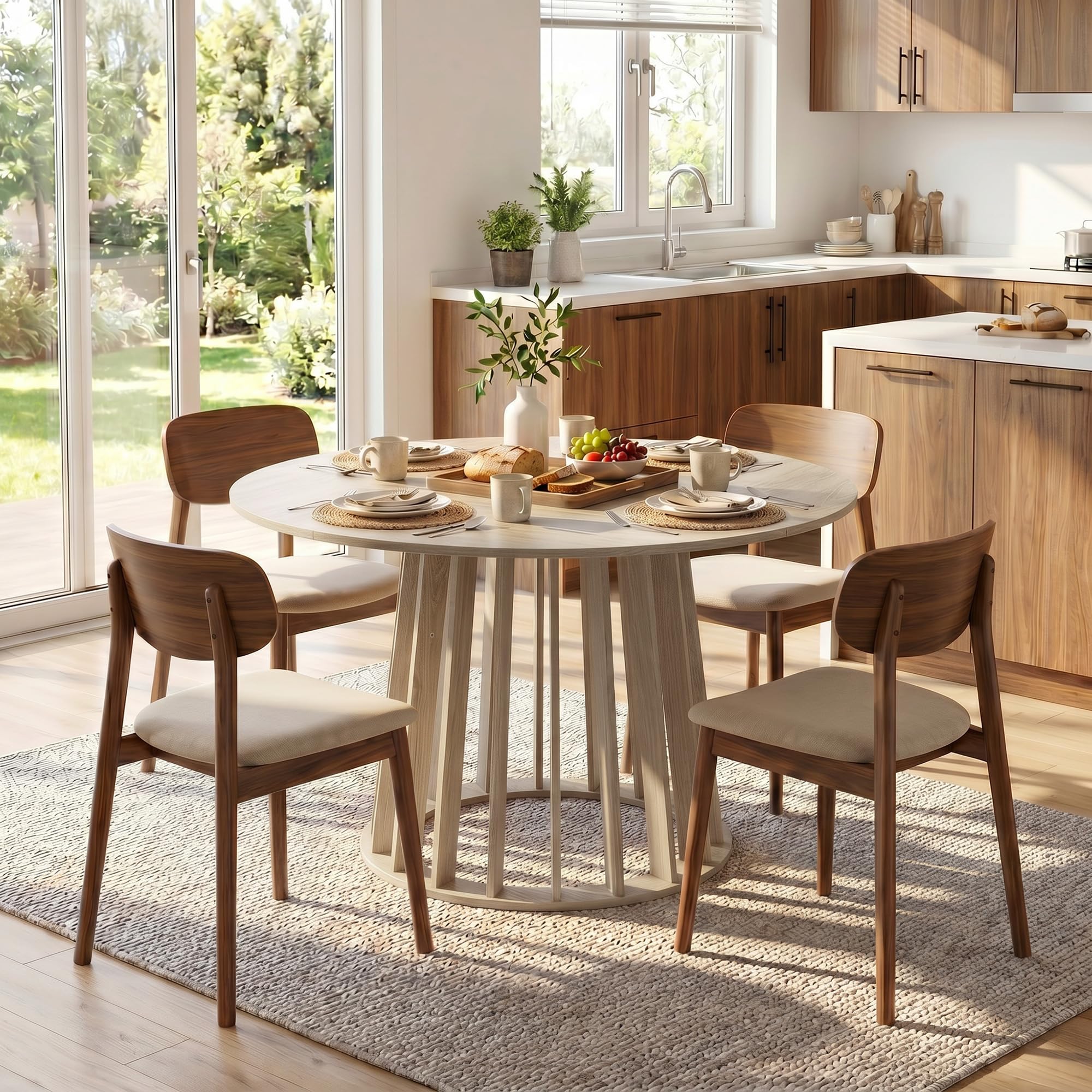 HOMCOM Table à Manger Ronde pour 4 à 6 Personnes Ø 120 x 75 cm Bois Naturel