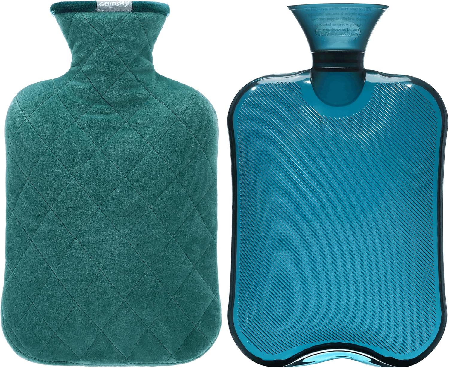 Samply Hot Water Bottle- 2 Liter Hot Water Bag with Crystal Velvet Cover,Green : Health & Household