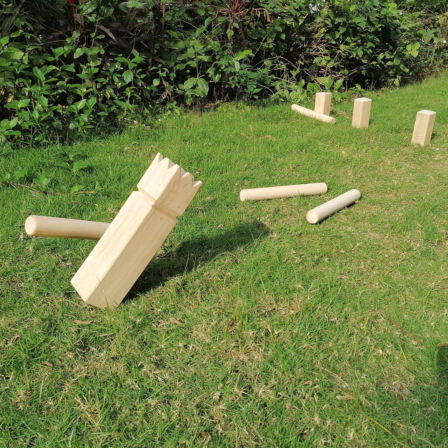 Kubb Rubberwood Game Set-Durable Wooden Blocks with Carrying Case-Viking Chess Games