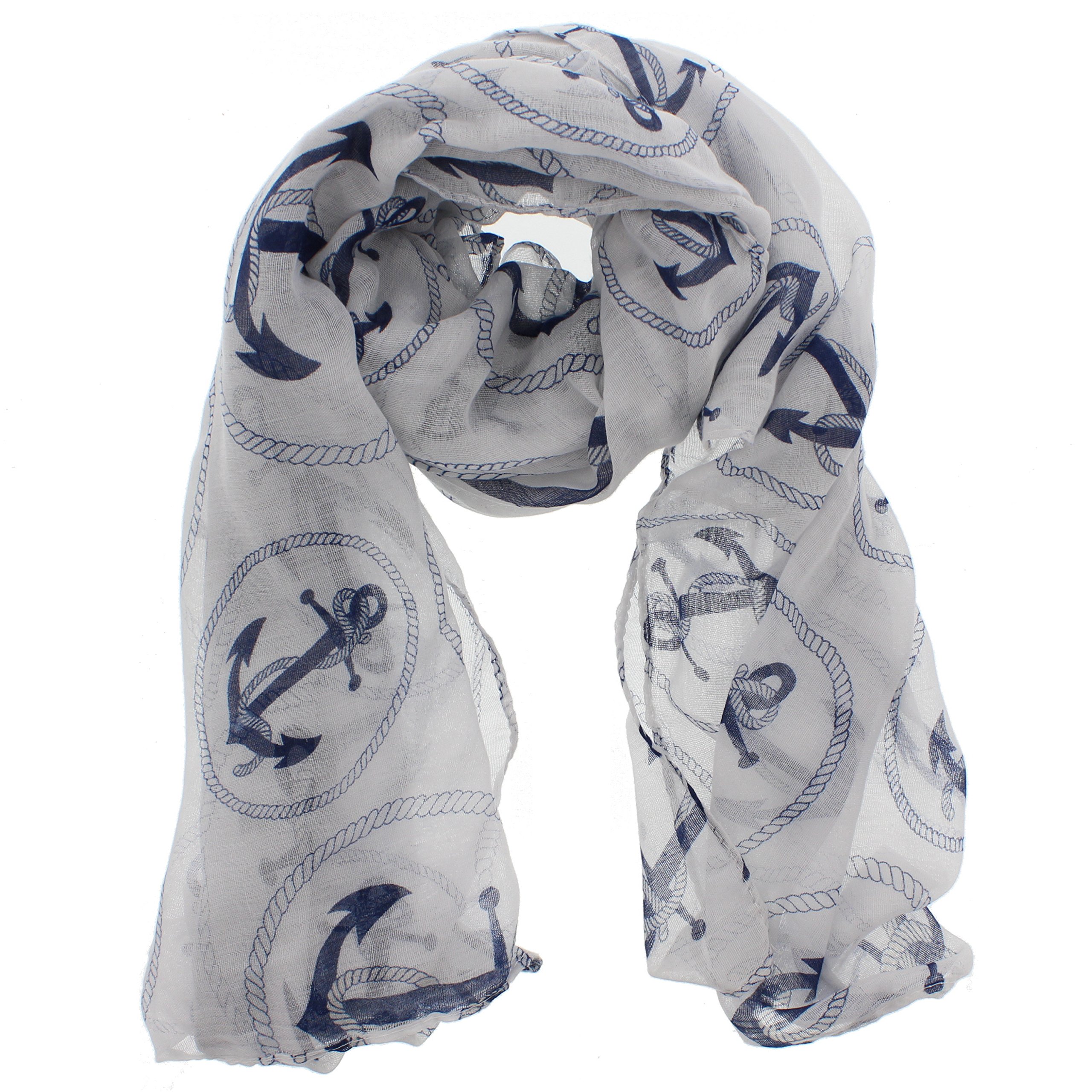 Zac's Alter Ego Long Lightweight Women's Nautical Anchor Print Oversize Scarf