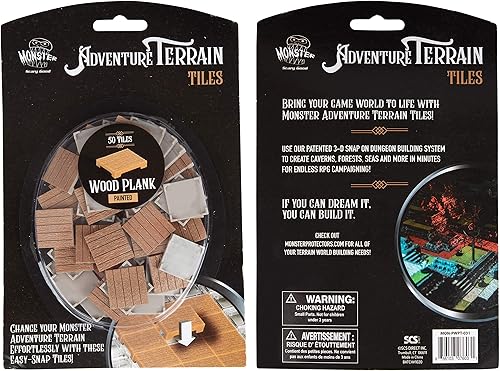 Miniatura 5 de Monster Adventure Terrain- Paquete de expansión de azulejos de madera de 50 piezas, pintado a mano, juego de azulejos de 1 x 1 pulgada, fácil a