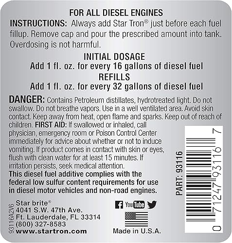 Miniatura 10 de Star Tron Super Concentrated Diesel Formula - Estabiliza y rejuvenece el diesel, el biodiesel y toda la gasolina regular, 1 onza trata 32 galones