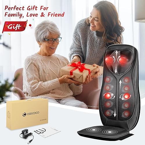 Miniatura 6 de CooCoCo Shiatsu Masajeador de cuello y espalda con calor, almohadilla para silla de masaje para aliviar el dolor de cuerpo completo, masajeador de