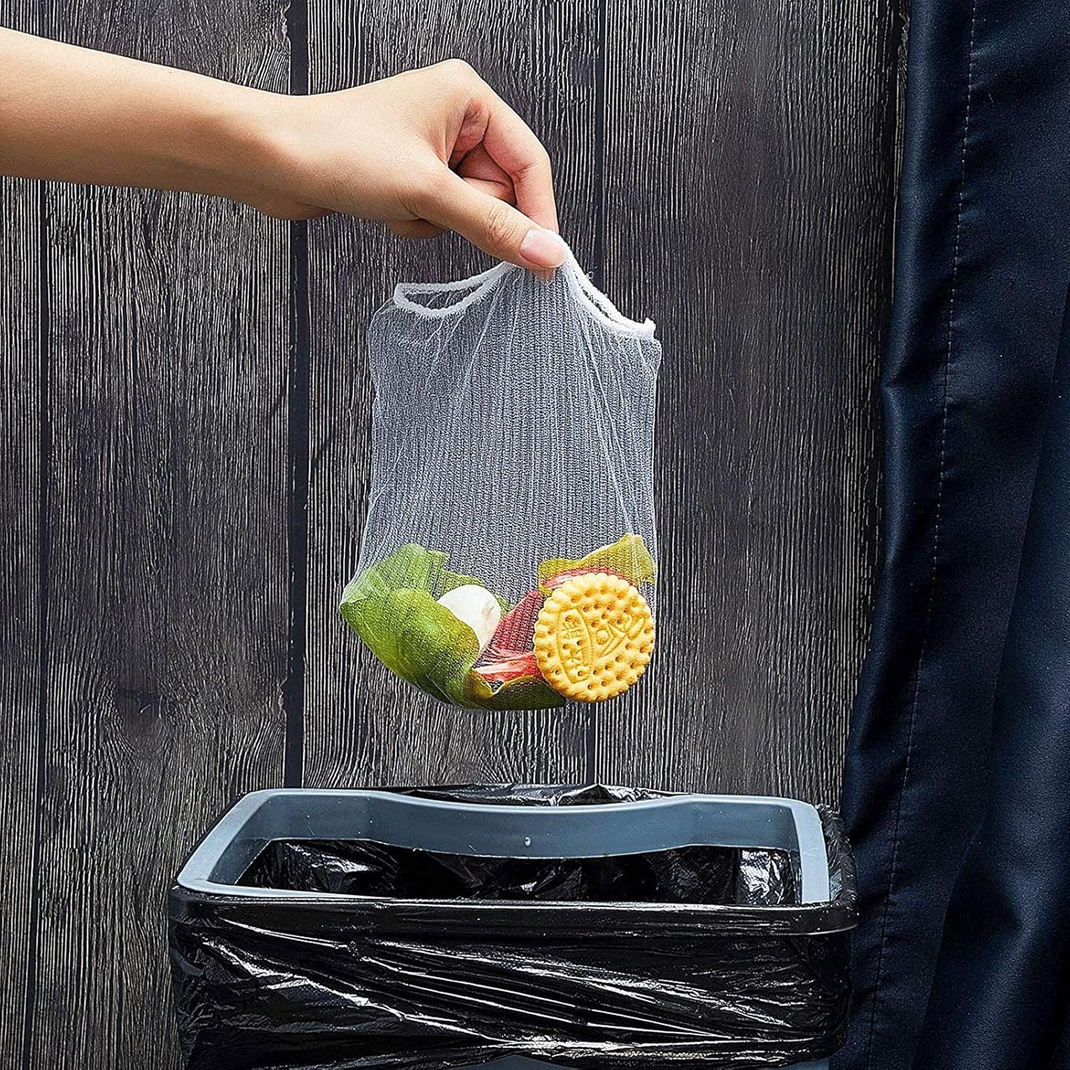 Kitchen Sink Triangle Tri-Holder Filter, Kitchen Sink Strainer, Sink Drain Strainer, with a Triangular Gray Rack and 100PCS Large Size Filtering Mesh Bags for Kitchen Leftover