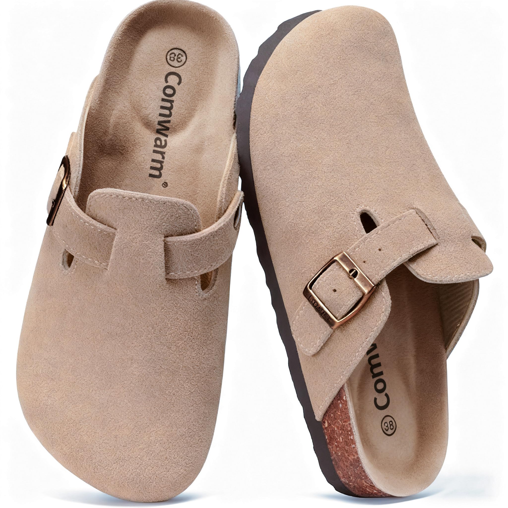 Comwarm Unisex Clogs Wildleder für Frauen aus Leder rutschfest Pantoletten mit Premium Fußbett…