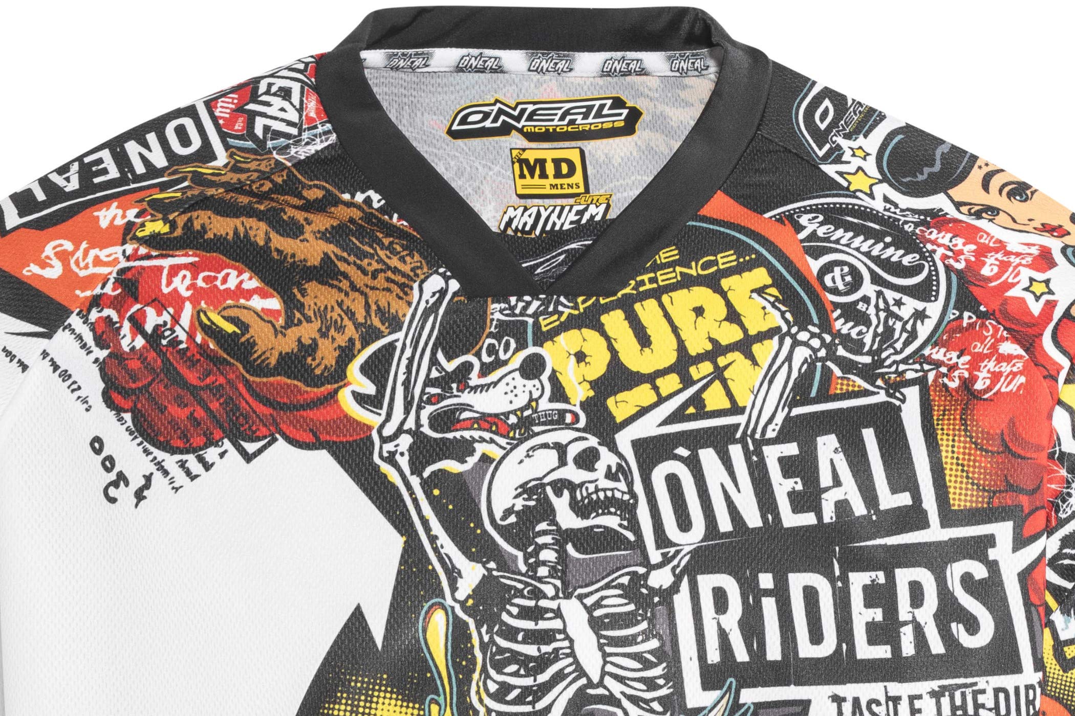O'NEAL | Pantalones de Motocross | MTB Enduro | Pantalones superligeros con Gran Libertad de Movimiento, Ajuste atlético, Forro de Malla | Pantalones Mayhem Crackle 91 | Adulto | Amarillo Blanco Azul
