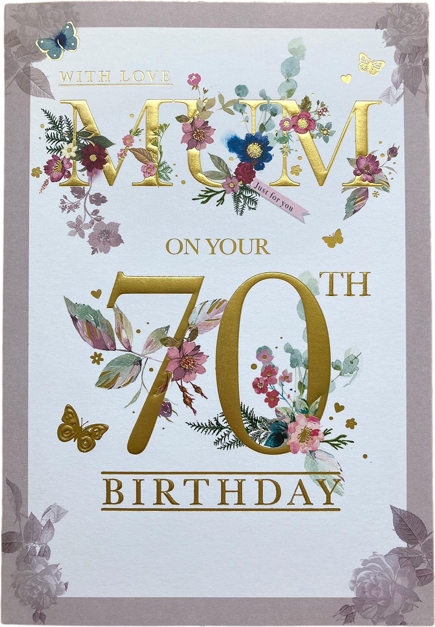 with Love Mum On Your 70th Birthday Card - Verse - 9 x 6.25 Inches ...