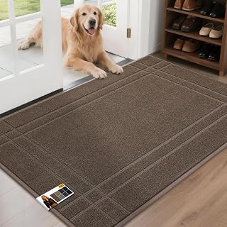 JSEI Door Mat for Entrance 32"x48", Dirt Trapper Doormat, Light Brown