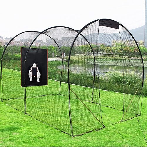 Miniatura 5 de Jaula de bateo Backstop con zona de huelga resistente recubierto de PVC Oxford tela de vinilo con receptor de softbol Jarra de entrenamiento Equipo