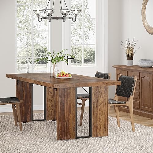 Miniatura 4 de Tribesigns 71" Large Dining Table for 6 to 8 People, Rustic Farmhouse Style Dinner Table, Rectangular Dining Table for Kitchen, Dining Room & Living