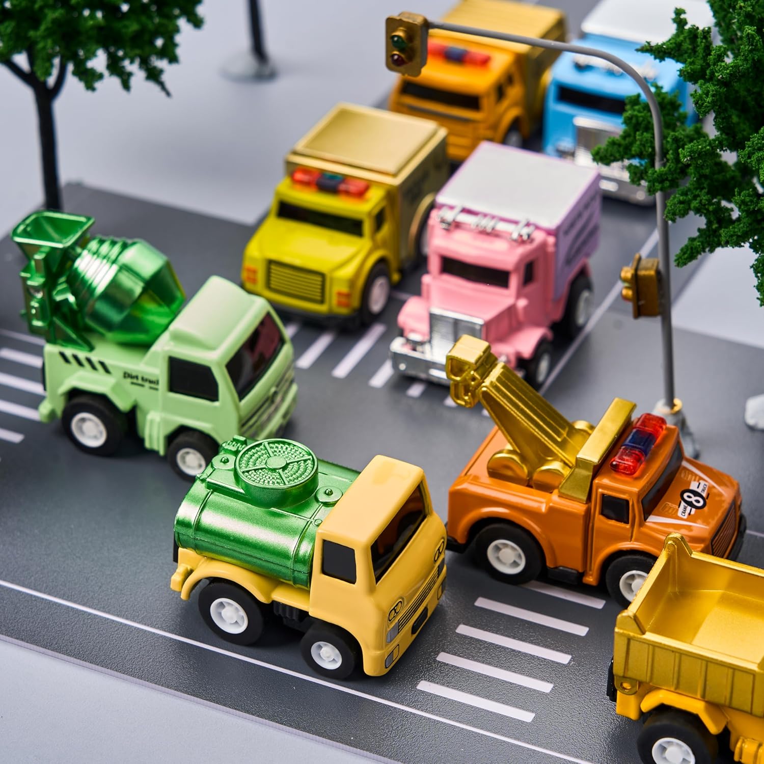 JOYIN 12 Pcs Easter Eggs Filled with Toy Cars, Colorful Stuffed Eggs with Pull Back Die-Cast Cars for Easter Hunt Game, Kids Basket Stuffer, Party Favor, Classroom Prize