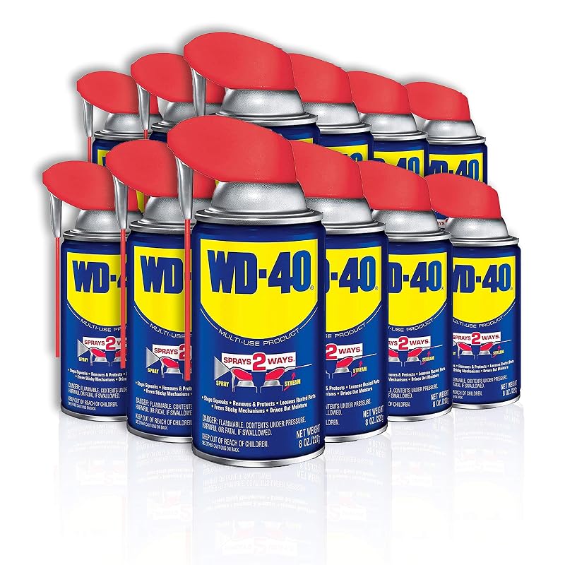 Produto Multiuso WD-40 com Smart Straw, spray de precisão e amplo, lata de 240 mL, pacote com 12