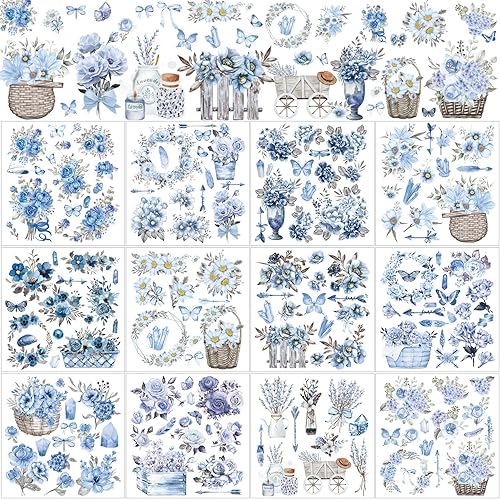 12 hojas de calcomanías para transferencia para manualidades y muebles, calcomanías clásicas de pájaros, floral, lavanda, mariposa, para el hogar,