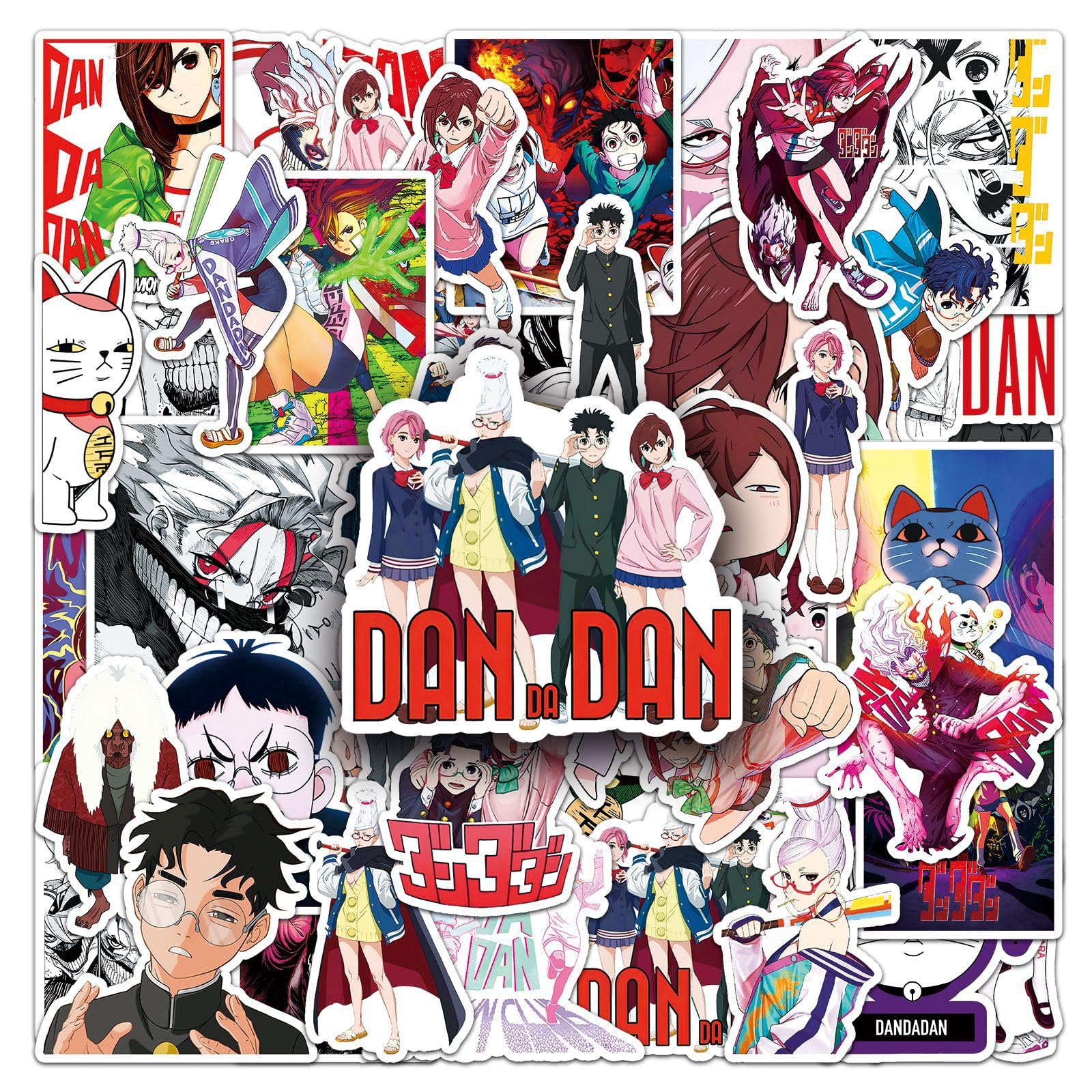 Lylsdsb Women's Dandadan Stickers Pack Of 50 Waterproof Cool Cartoon Anime Stickers For Laptop Skateboard Scrapbook Motorcycle Suitcase Car Phone Luggage Vinyl Funny Cute Stickers For Teenagers Girls