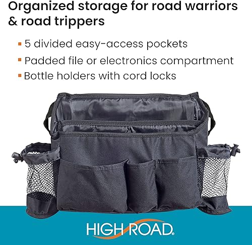 Miniatura 3 de Organizador para asientos de automóvil, de la marca High Road, pack de 2, XL, Negro